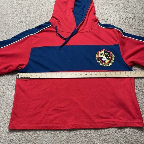 Mickey Mouse Hoodie Women XL Red Cropped Big Print Light Weight Sweater Ladies - Picture 8 of 9